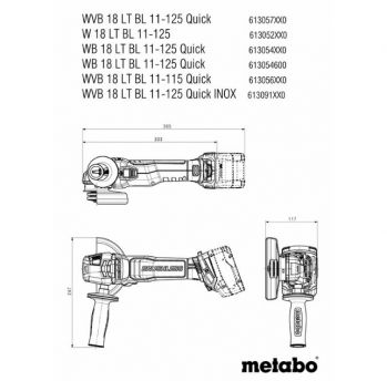 Болгарка акумуляторна Metabo WB 18 LT BL 11-125 Quick (613054810) - Фото №6