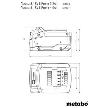 Акумуляторна батарея Metabo Li-Power 18 V, 4.0 Ач (625027000) - Фото №3