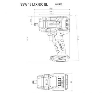 Гайковерт аккумуляторний ударный Metabo SSW 18 LTX 800 BL (602403650) - Фото №6