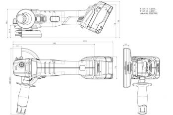 Болгарка аккумуляторная Metabo W 18 7-125 Каркас (602371850) - Фото №6