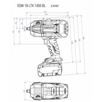 Гайковерт ударный аккумуляторный Metabo SSW 18 LTX 1450 BL Каркас (602401850) - Фото №3