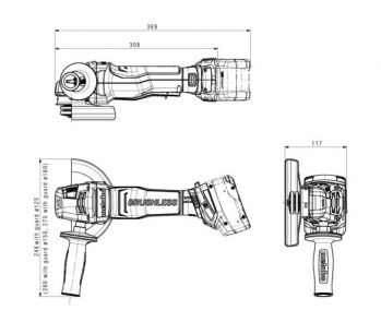 Болгарка аккумуляторная Metabo WPBA 18 LTX BL 15-150 Quick DS Каркас (601745840) - Фото №6