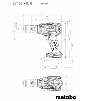 Дриль-шуруповерт аккумуляторная Metabo SB 18 LTX BL Q I Каркас (602361840) - Фото №3