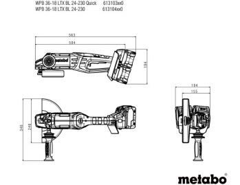Болгарка аккумуляторная Metabo WPB 36-18 LTX BL 24-230 Quick (613103810) - Фото №5
