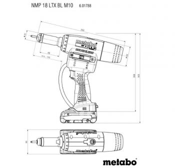 Пистолет заклепочный Metabo NMP 18 LTX BL M10 Каркас (601788840) - Фото №6