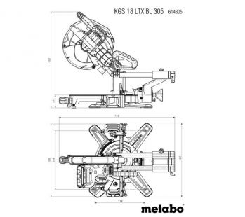 Торцювальна акумуляторна пила Metabo KGS 18 LTX BL 305 Каркас (614305850) - Фото №6