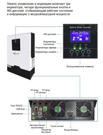 Гибридный солнечный инвертор Jsdsolar J3000L-24, 3KWH (ГРР00001465) - Фото №5