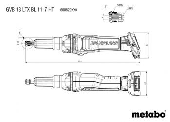 Прямая шлифмашина Metabo GVB 18 LTX BL 11-7 HT Каркас (600829850) - Фото №5