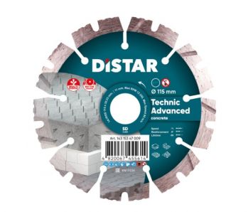 Диск по бетону Distar 1A1RSS/C3 115x2,2/1,4x10x22,23-9-HIT Technic Advanced (14315347009) - Фото №1