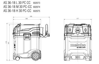 Акумуляторний пилосос Metabo AS 36-18 M 30 PC-CC Каркас (602074850) - Фото №6