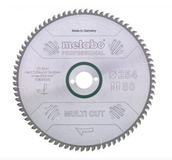 Пиляльний диск Metabo Multi cut HW/CT 254х2.4/1.6x30, Z80 FZ/TZ (628093000) - Фото №1