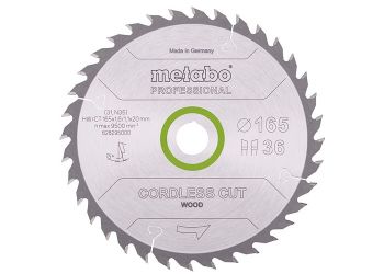 Пильний диск Metabo Cordless cut Wood Professional, 165x20 Z36 WZ 15° (628295000) - Фото №1