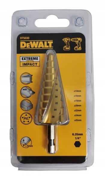 Сверло по металлу ступенчатое DeWALT EXTREME IMPACT, 14 - 25 мм (DT5030) - Фото №1