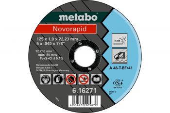 Отрезной диск Metabo Novorapid 125x1,0x22,2 Inox, TF 41 (616271000) - Фото №1