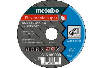 Отрезной диск Metabo Flexiamant super 125x1,0х22,2 Сталь, TF 41 (616189000) - Фото №1