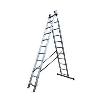 Лестница алюминиевая трехсекционная GTM KME311 3x11 ступеней 2.99-7.31 м (39948) - Фото №2