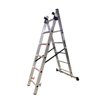Драбина алюмінієва трисекційна GTM KME306 3x6 сходинок 1.64-3.26 м (39942) - Фото №2