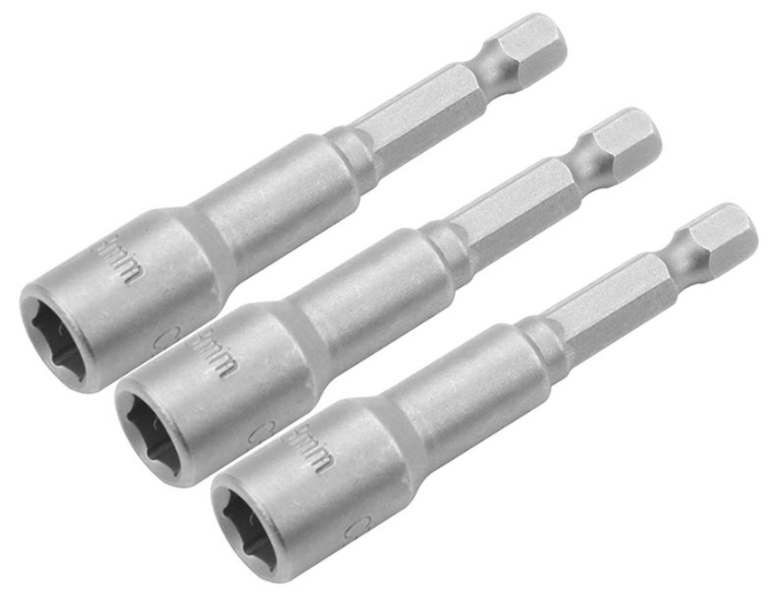Головки магнитные TOLSEN 7 мм 1/4" х 65 мм, 3 шт.  (77842)