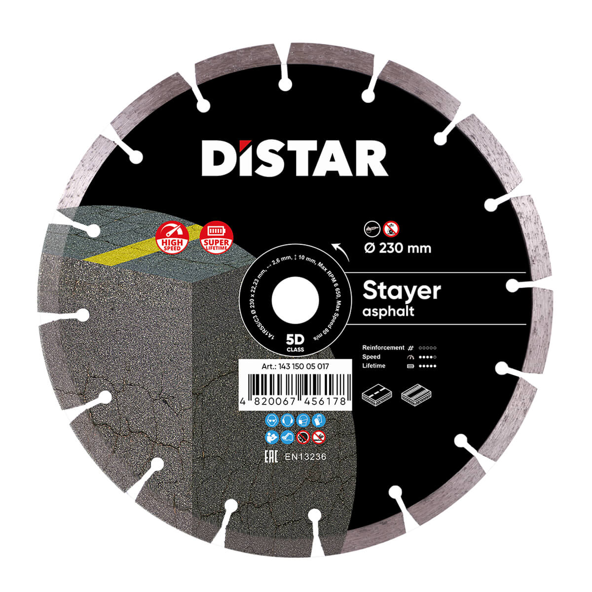 Круг алмазный отрезной Distar Stayer 1A1RSS/C3-H 230x2,6/1,8x10x22,23-16 (14315005017)