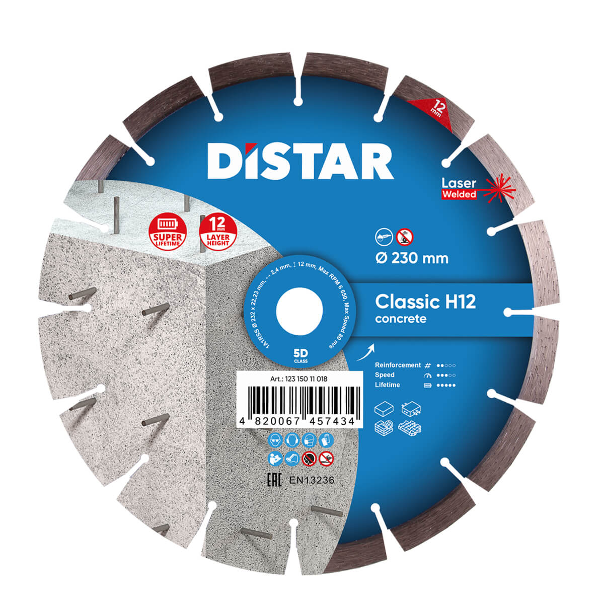 Круг алмазный отрезной DISTAR Classic 1A1RSS/C3-W 232x2,4/1,6x12x22,23-16 (12315011018)