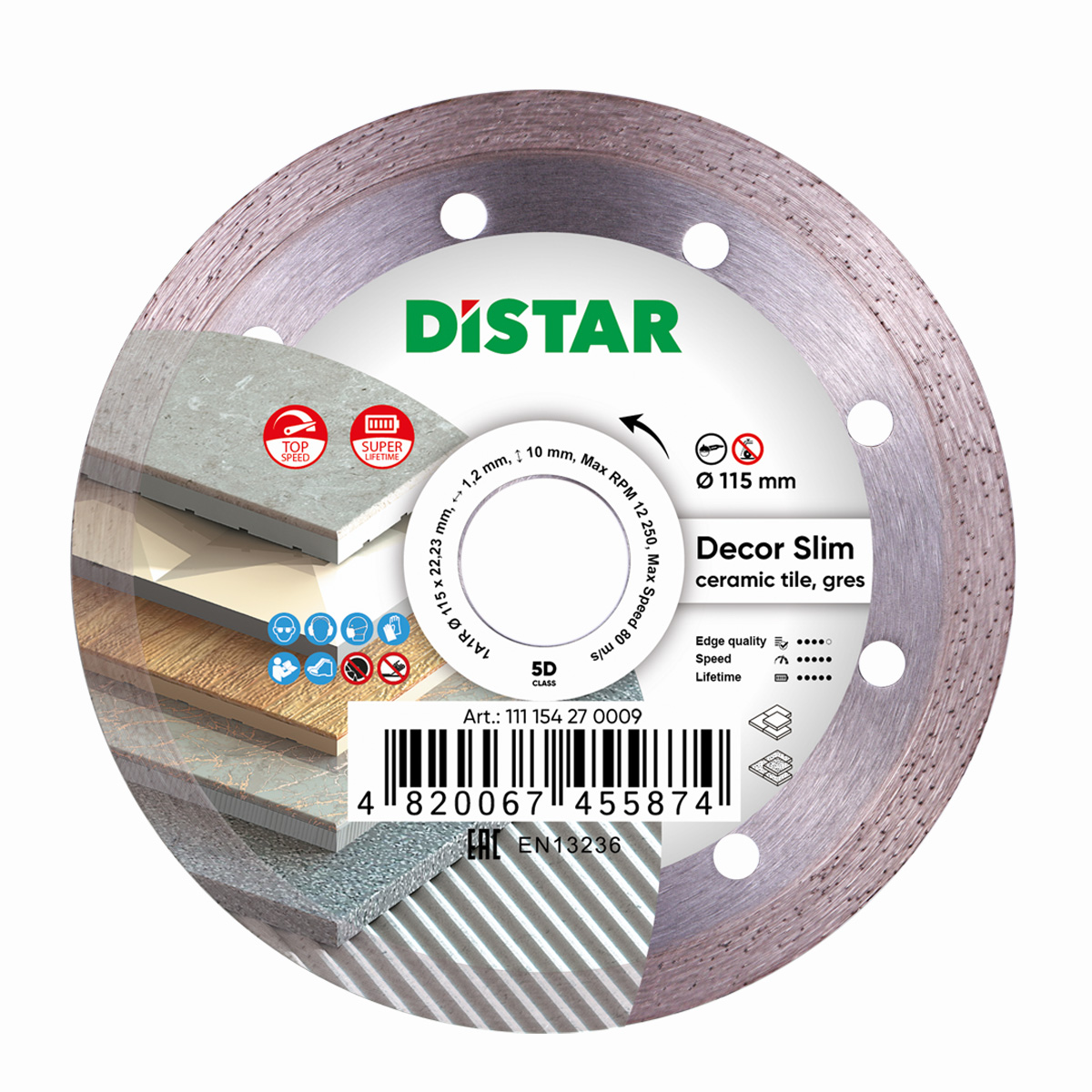 Круг алмазный DISTAR DECOR SLIM 1A1R 5D 115x1,2x8x22,23  (11115427009)