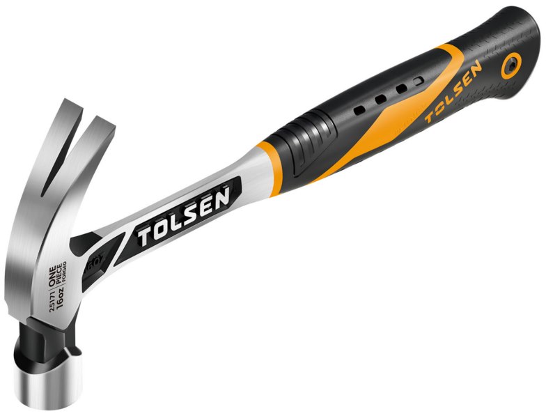 Молоток-гвоздодер цельнометаллический Tolsen 16 oz Профи (25171)