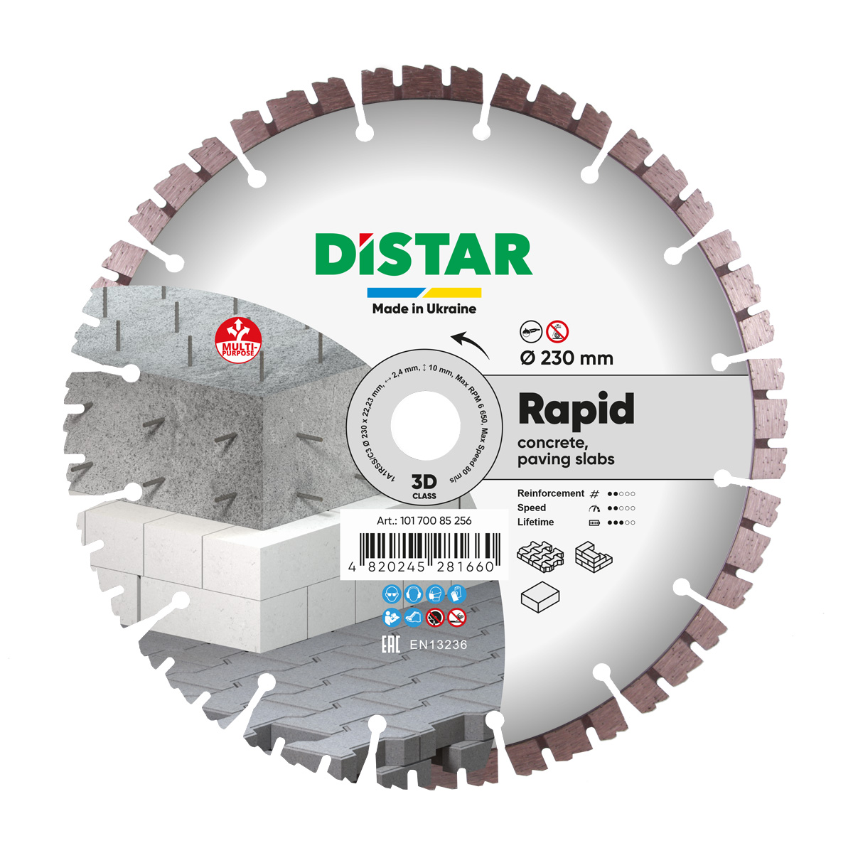 Круг алмазный отрезной Distar 1A1RSS/C3 230x2,4/1,5x10x22,23-16 Hit Rapid (10170085256)