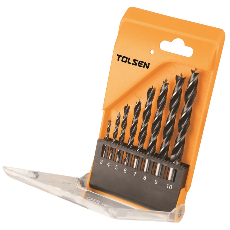 Комплект спиральных сверл по дереву TOLSEN 8 шт (3-4-5-6-7-8-9-10 мм) (75626)