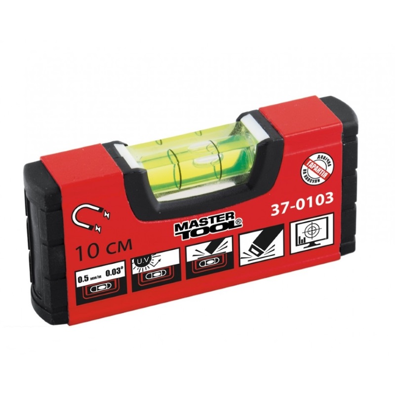 Уровень Mastertool 10 см, 0.5мм/1м с магнитом (37-0103)
