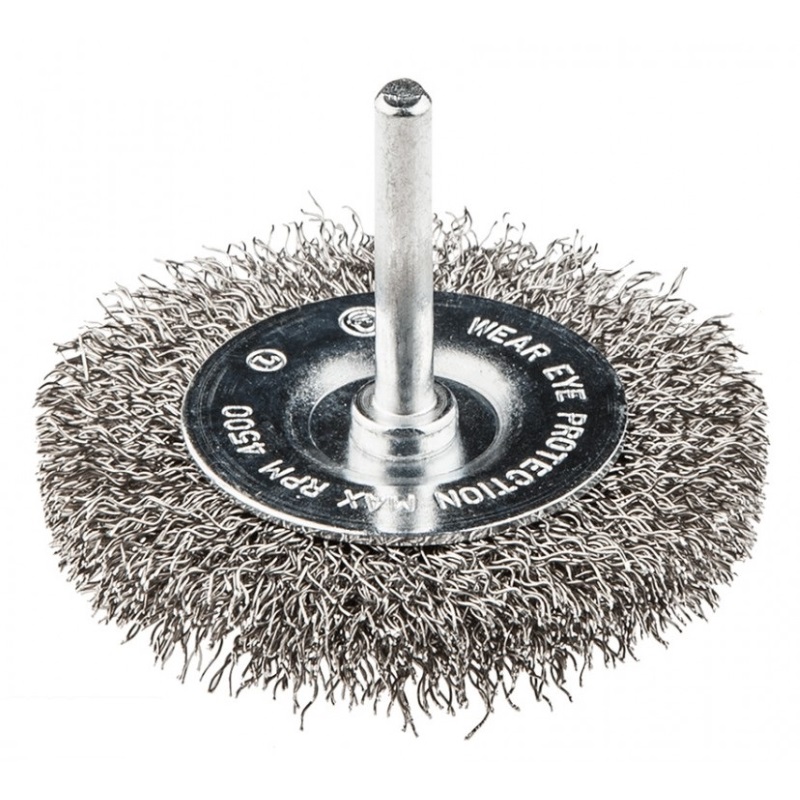 Щетка дисковая Mastertool из рифленой проволоки D50 мм со стержнем 1/4" (19-9805)
