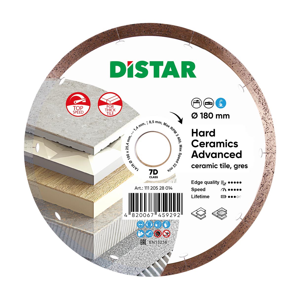 Круг алмазный отрезной Distar Hard ceramics Advanced 1A1R 180x1,4x8,5x25,4 (11120528014)