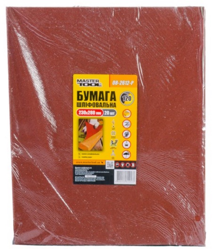 Бумага шлифовальная водостойкая MasterTool Р120 230х280 мм, 20 шт. (08-2612-Р)