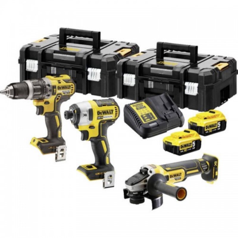 Набор из трех инструментов аккумуляторных бесщеточных DeWALT 18 В XR Li-lon, 5 Ач (DCK384P2T)