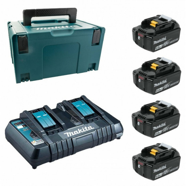 Набор аккумуляторов Makita LXT BL1860Bx4, DC18RD, Makpac3 (198091-4)