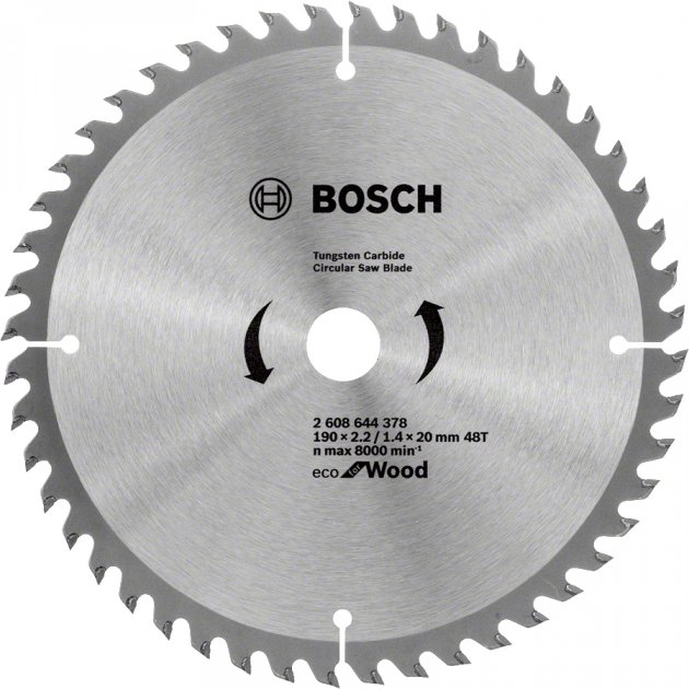 Диск пильный по дереву Bosch 190x20/16x48T ECO for Wood (2608644378)