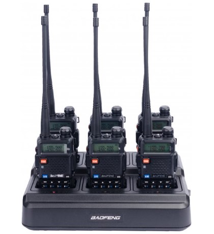 Комплект рацій Baofeng UV-5R Black SIX PACK Зарядний комплект BL-5X6 та 6 АКБ BL-5 (ГРР00000212)