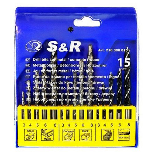 Набор сверл комбинированный S+R 15 шт. (216300015)