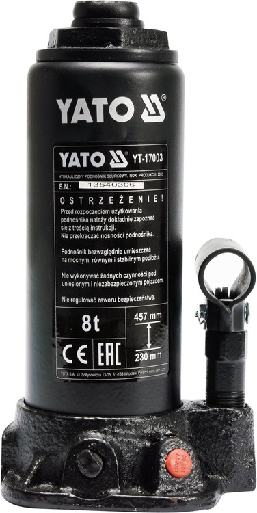 Домкрат гидравлический бутылочный YATO YT-17003