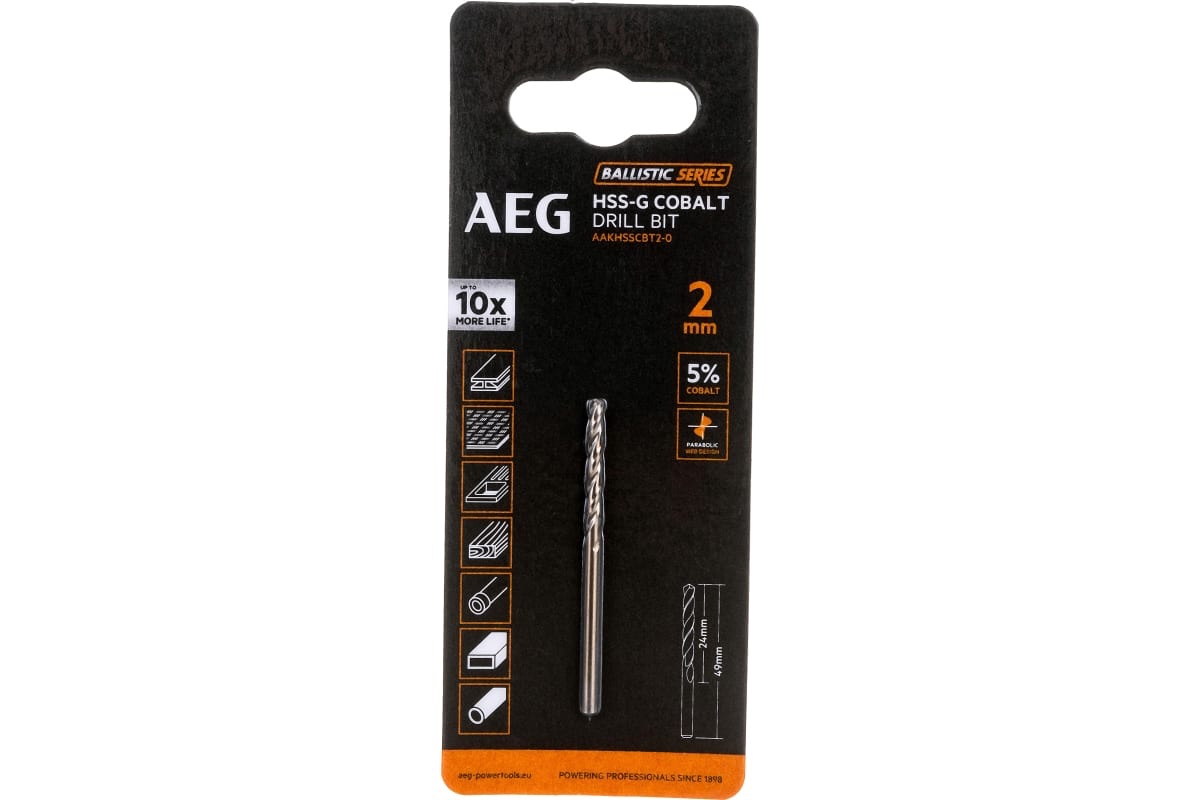Сведло AEG AAKHSSCBT2-0, HSS-Co, 2х24х49 мм (4932479323)