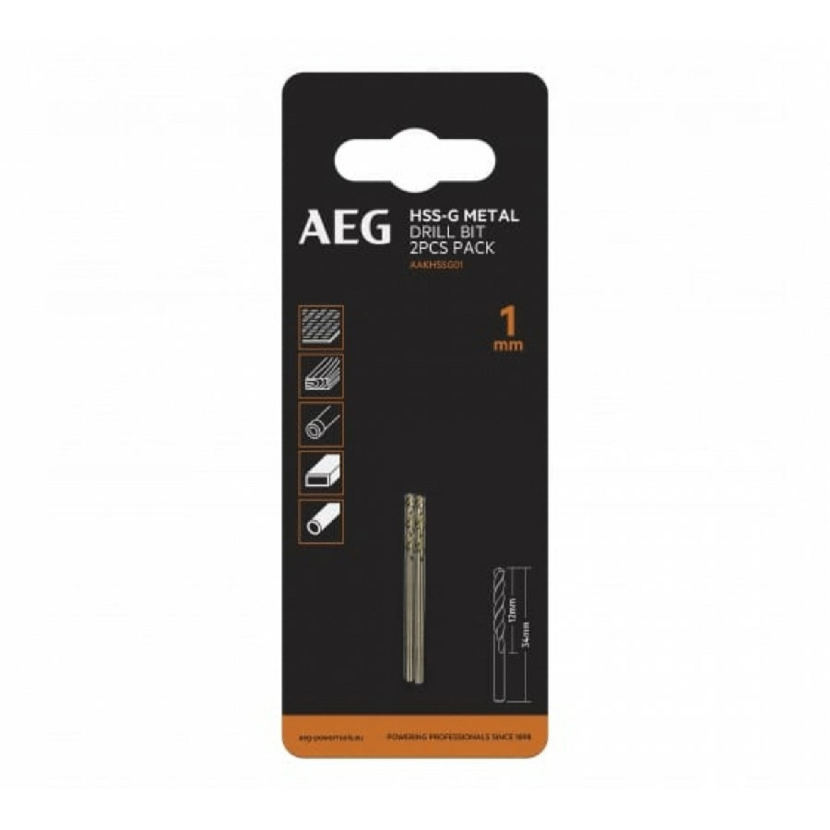 Сверло AEG AAKHSSG01, HSS, 1х12х34 мм (4932479302)