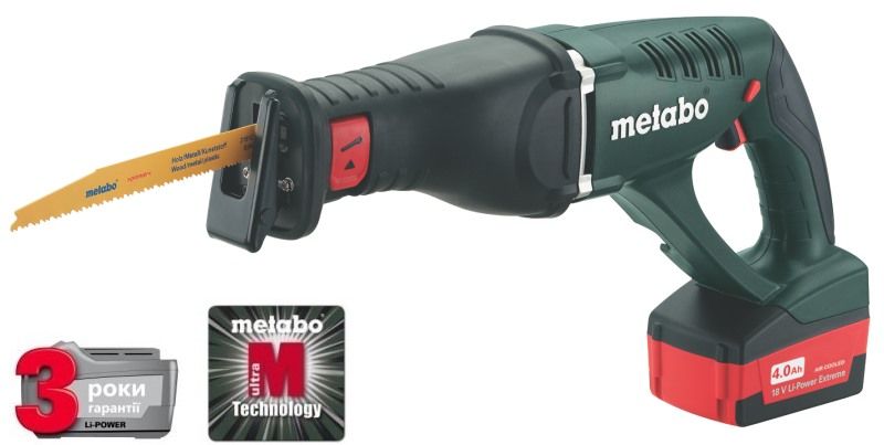 Аккумуляторная сабельная пила METABO ASE 18 LTX 4.0 Ач (602269610)