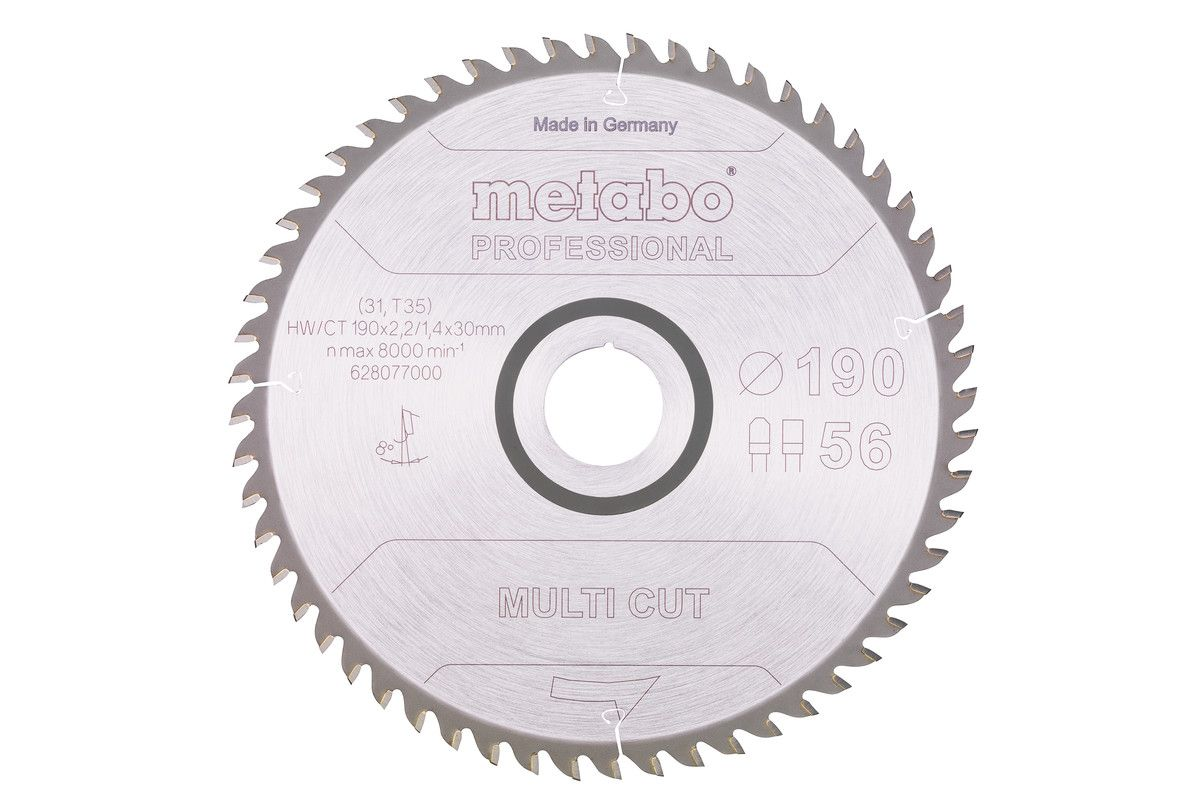 Пильний диск Metabo Multi cut Professional, 190x30, Z56 FZ/TZ 8° (628077000)