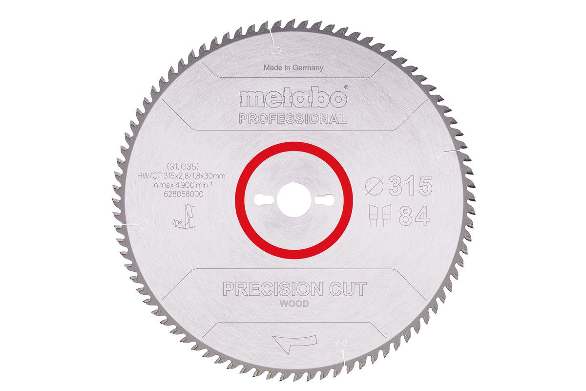 Пильний диск Metabo Precision cut Wood Professional, 315x30, Z84 WZ 10° (628058000)