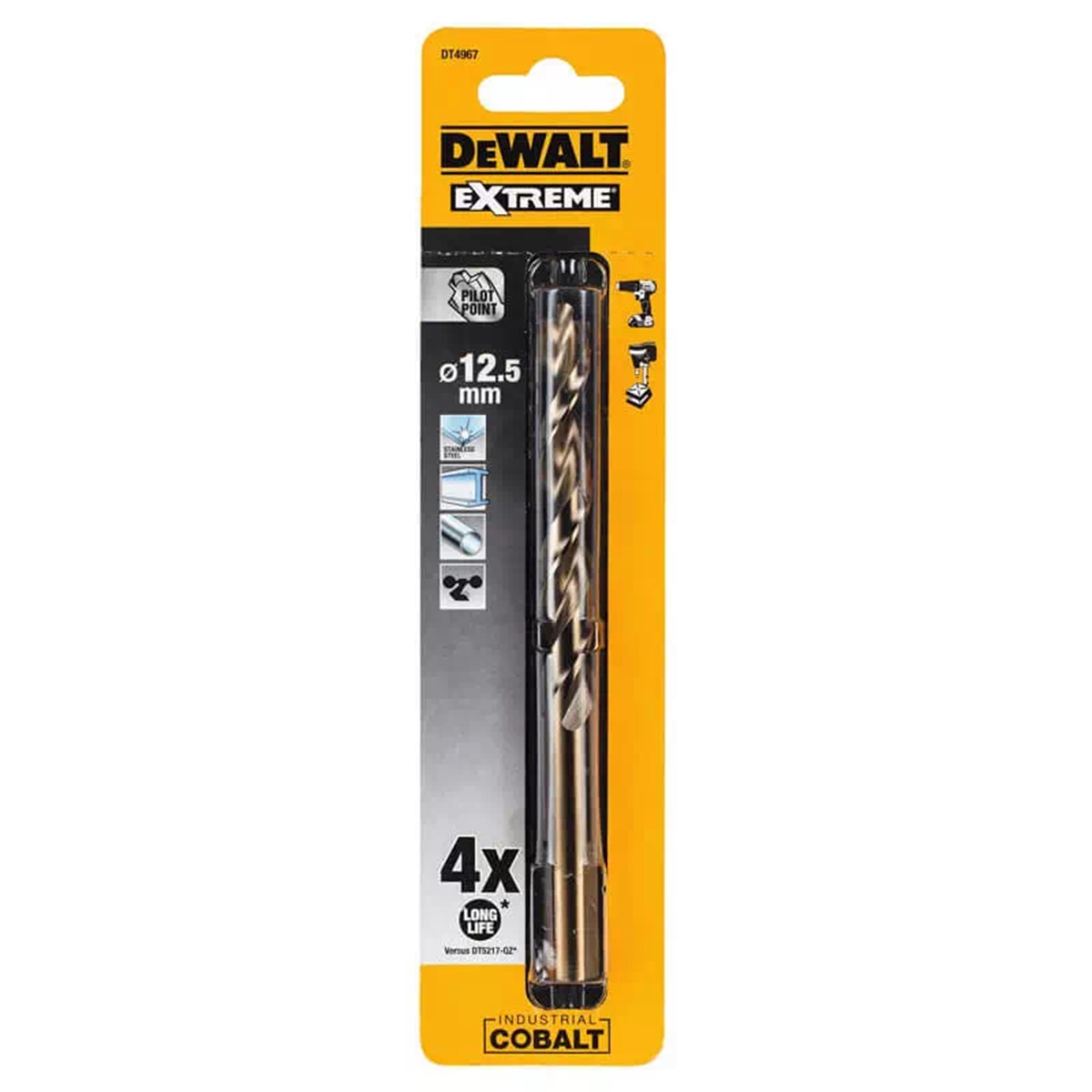 Cверлo по металлу DeWALT EXTREME INDUSTRIAL COBALT  HSS-CO, 12,5х98х151 (DT4967)