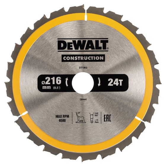 Диск пильный DeWALT Construction DT1952