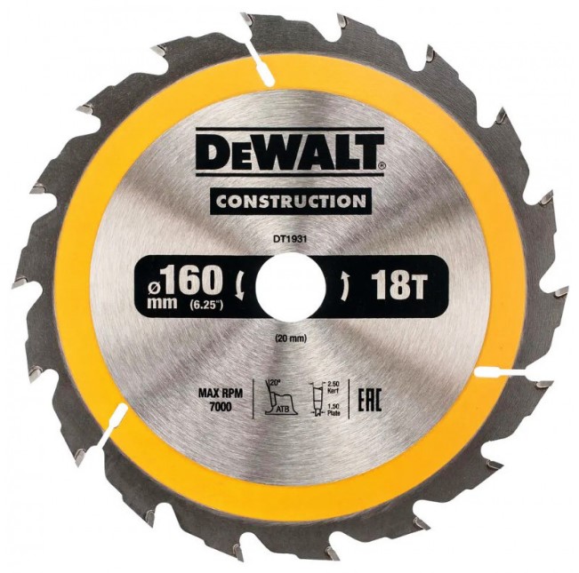 Диск пильный DeWALT Сonstruction DT1931