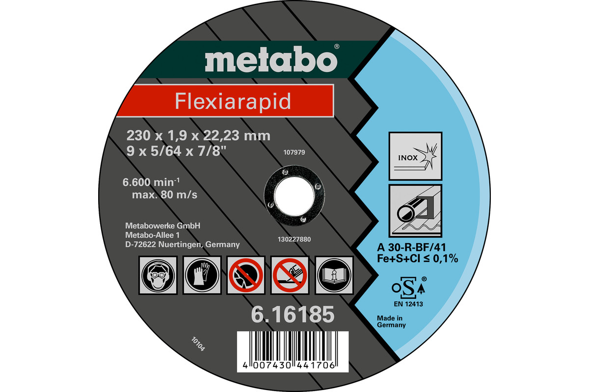Відрізний диск Metabo Flexiarapid 230x1,9x22, Inox, TF 41 (616185000)
