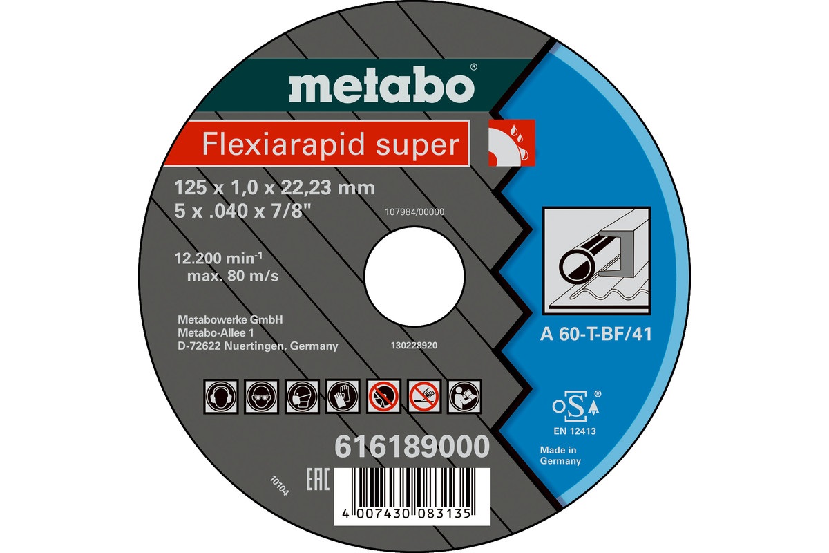 Отрезной диск Metabo Flexiamant super 125x1,0х22,2 Сталь, TF 41 (616189000)
