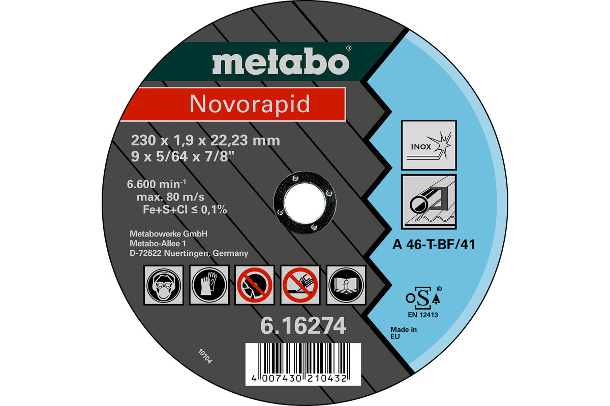 Отрезной диск Metabo Novorapid 230x1,9x22,2 Inox, TF 41 (616274000)