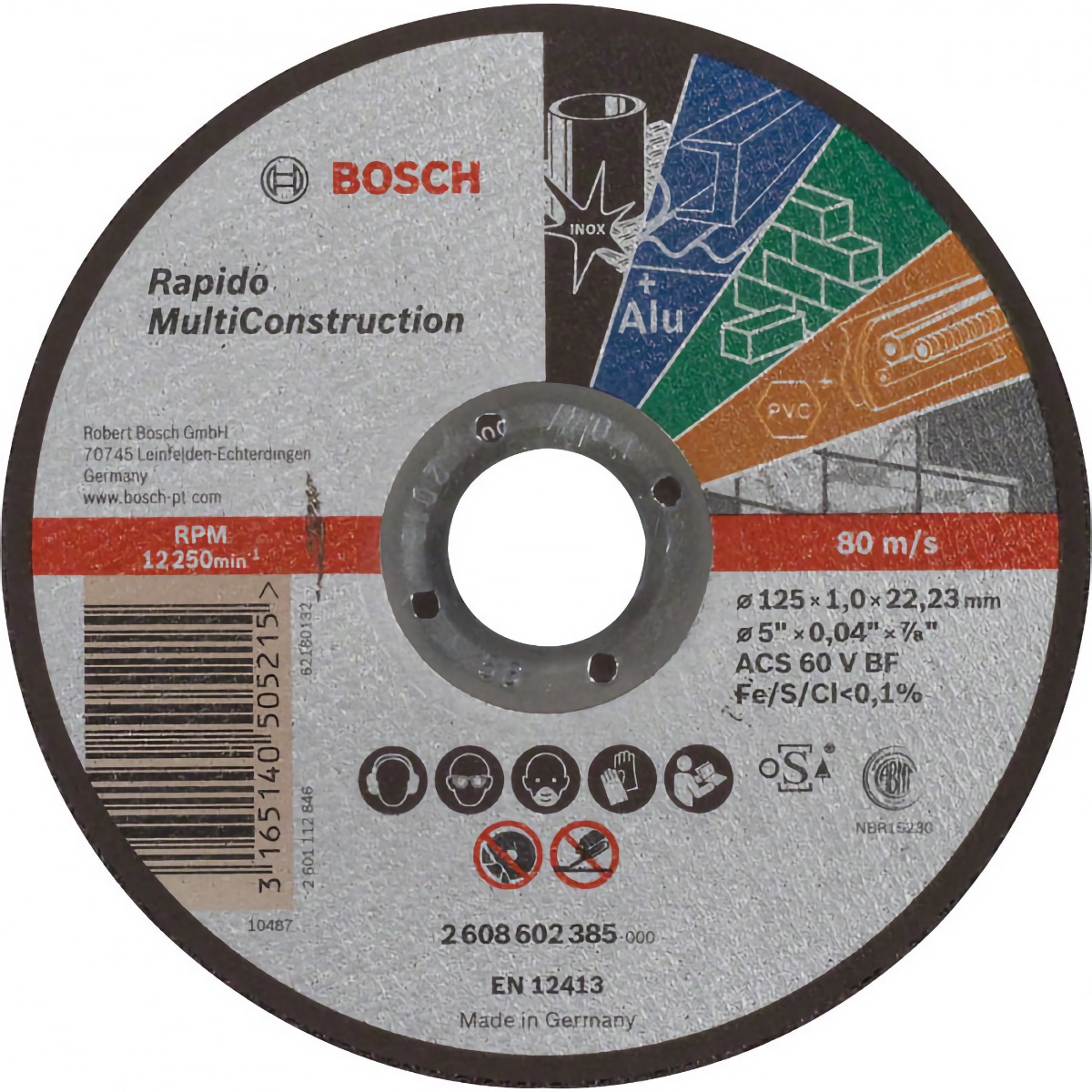 Круг отрезной по металлу Bosch Multi Construction 125x1 мм (2608602385)